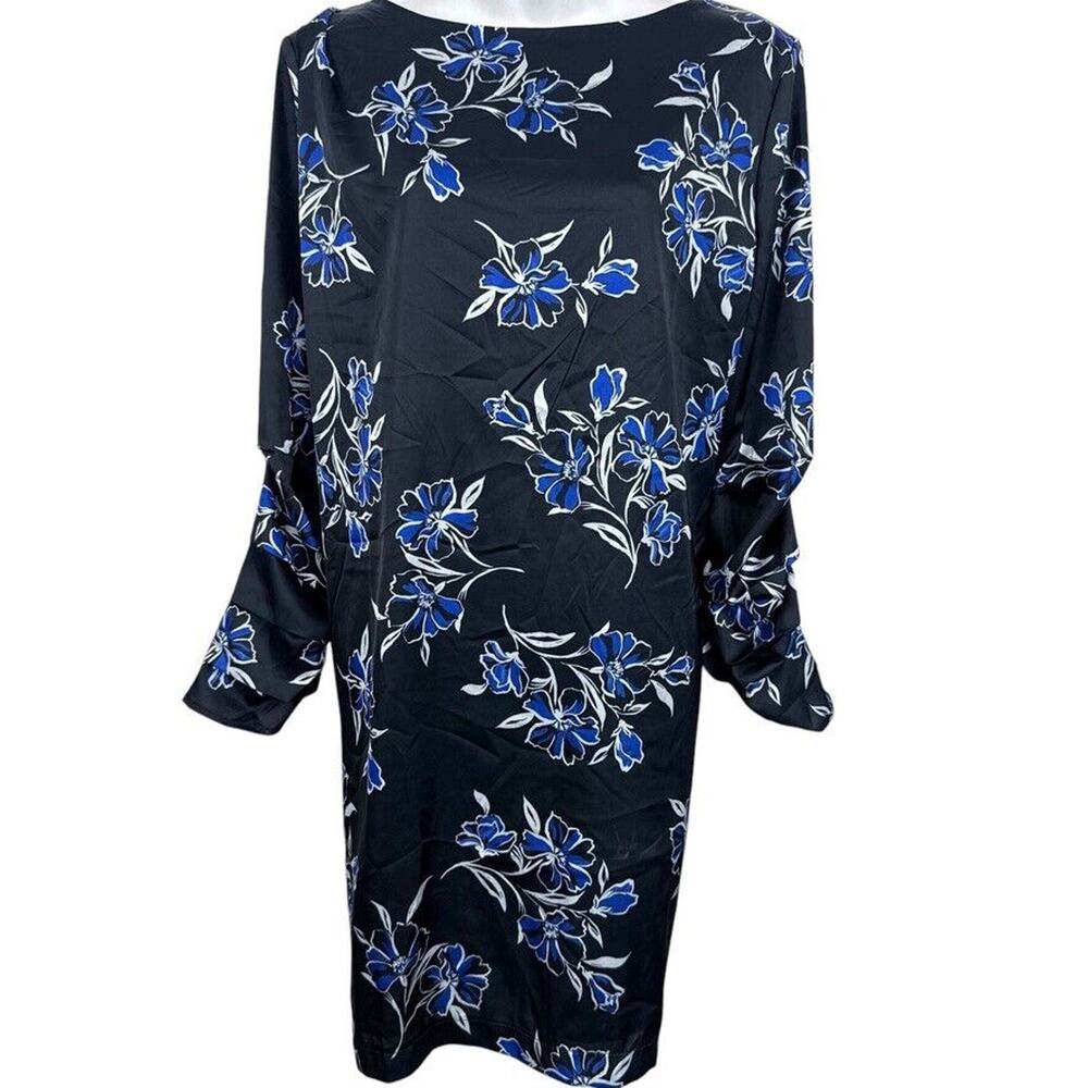 Alexia Admor Womens Black Blue Satin Long Sleeve Open Back Mini Dress NWT sz 10